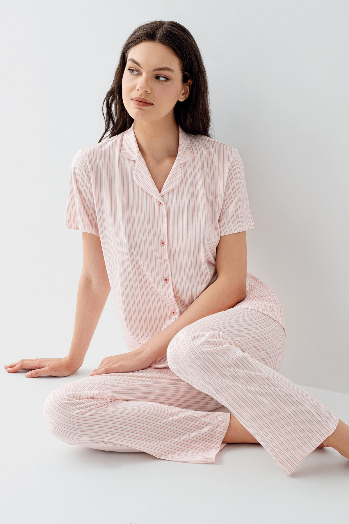Arnetta Kadın Pembe Gömlek Pijama Takım