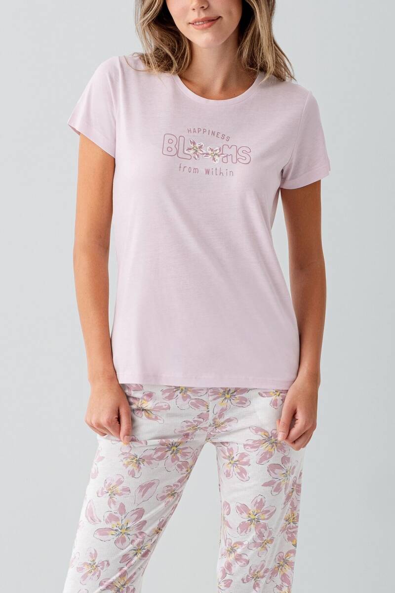 Arnetta Kadın Bisiklet Yaka Baskılı Yazlık Regular Fit Pembe Pijama Takımı AR3622-S-V1 - 3