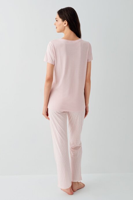 Arnetta Kadın Bisiklet Yaka Baskısız Yazlık Regular Fit Pembe Pijama Takımı AR3593-S-V1 - 4