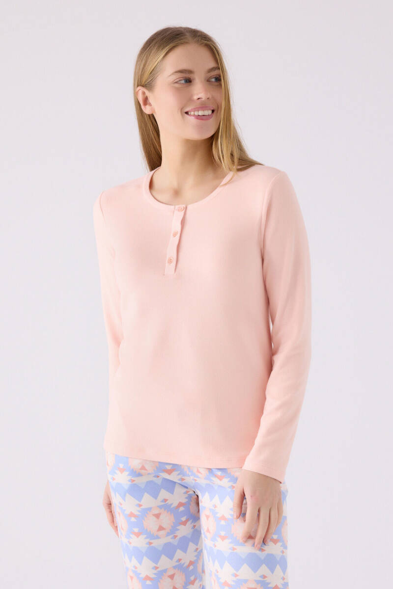 Arnetta Kadın Hakim Yaka Pigment Baskılı Kışlık Regular Fit Pembe Pijama Takımı AR3098-S-V1 - 2