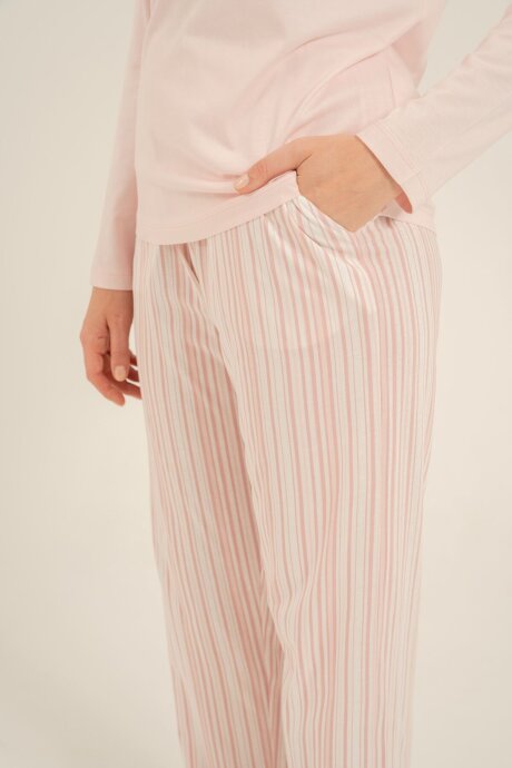 Arnetta Kadın Pamuklu Pembe Uzun Kol Pijama Takım AR3753-S-V1 - 5