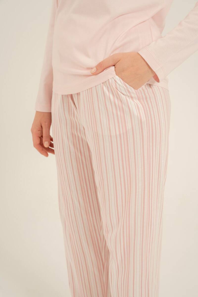 Arnetta Kadın Pamuklu Pembe Uzun Kol Pijama Takım AR3753-S-V1 - 5