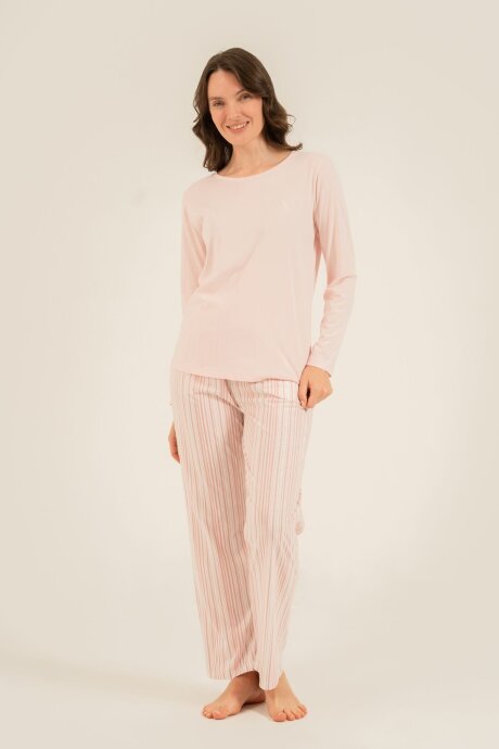 Arnetta Kadın Pamuklu Pembe Uzun Kol Pijama Takım AR3753-S-V1 - 6