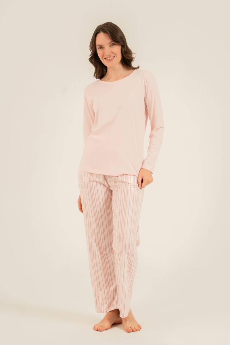 Arnetta Kadın Pamuklu Pembe Uzun Kol Pijama Takım AR3753-S-V1 - 6