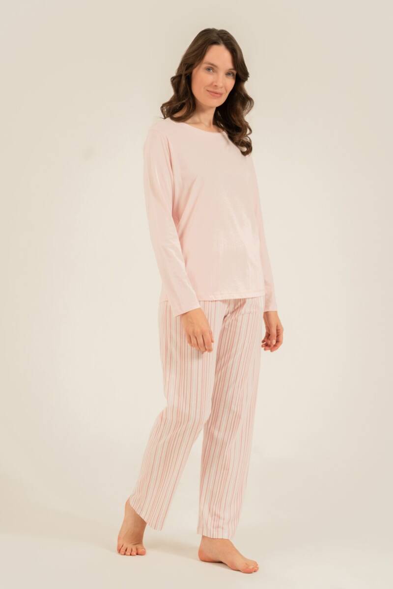 Arnetta Kadın Pamuklu Pembe Uzun Kol Pijama Takım AR3753-S-V1 - 7