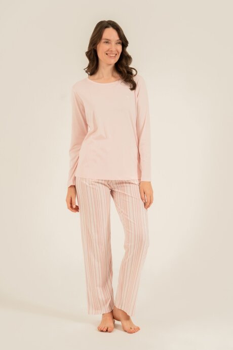 Arnetta Kadın Pamuklu Pembe Uzun Kol Pijama Takım AR3753-S-V1