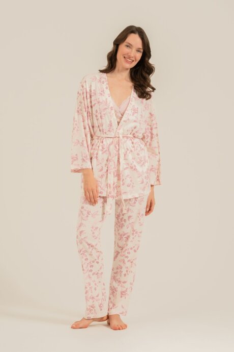 Arnetta Kadın Pamuklu Roses Krem Braletli Pembe Pijama Takımı AR3746-S-V1 - 8