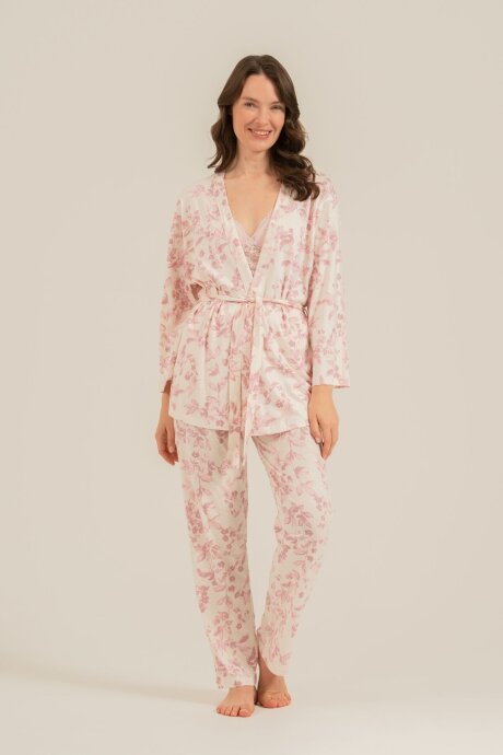 Arnetta Kadın Pamuklu Roses Krem Braletli Pembe Pijama Takımı AR3746-S-V1 - 3
