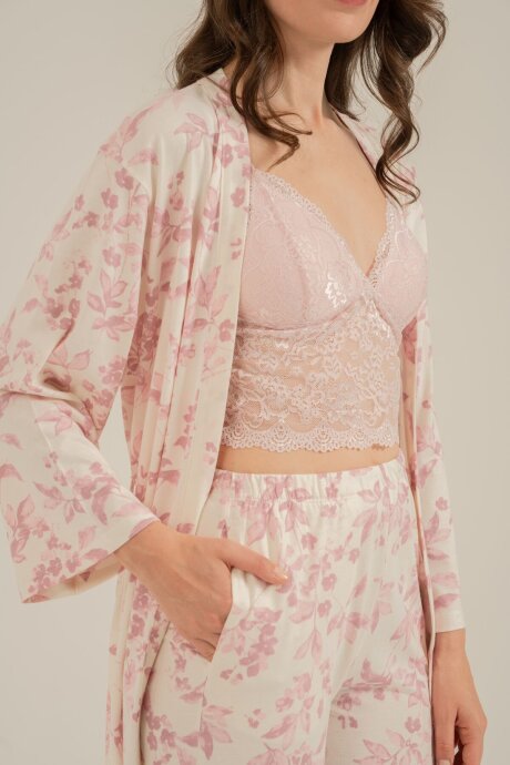 Arnetta Kadın Pamuklu Roses Krem Braletli Pembe Pijama Takımı AR3746-S-V1 - 5