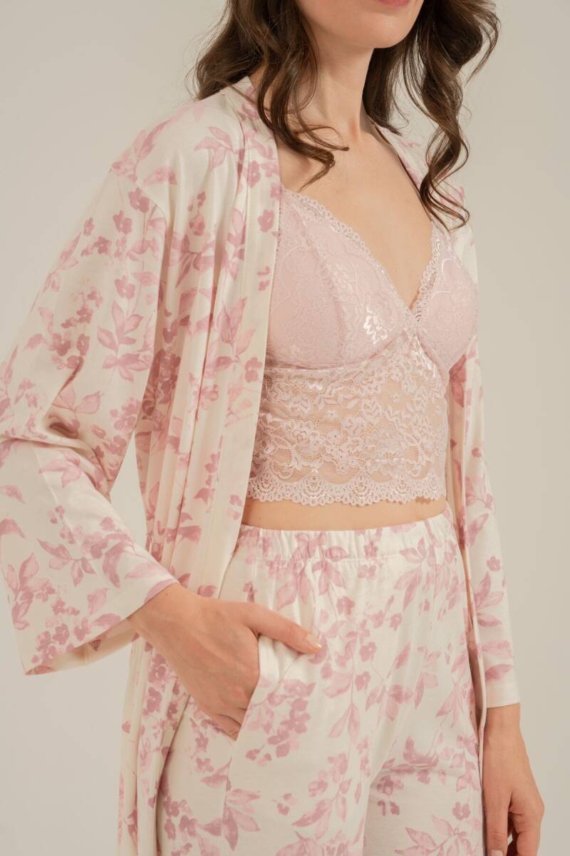 Arnetta Kadın Pamuklu Roses Krem Braletli Pembe Pijama Takımı AR3746-S-V1 - 5