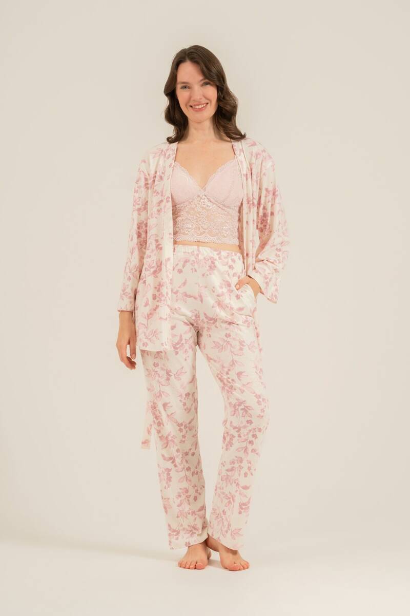 Arnetta Kadın Pamuklu Roses Krem Braletli Pembe Pijama Takımı AR3746-S-V1 - 7