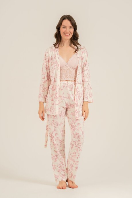 Arnetta Kadın Pamuklu Roses Krem Braletli Pembe Pijama Takımı AR3746-S-V1 (1)