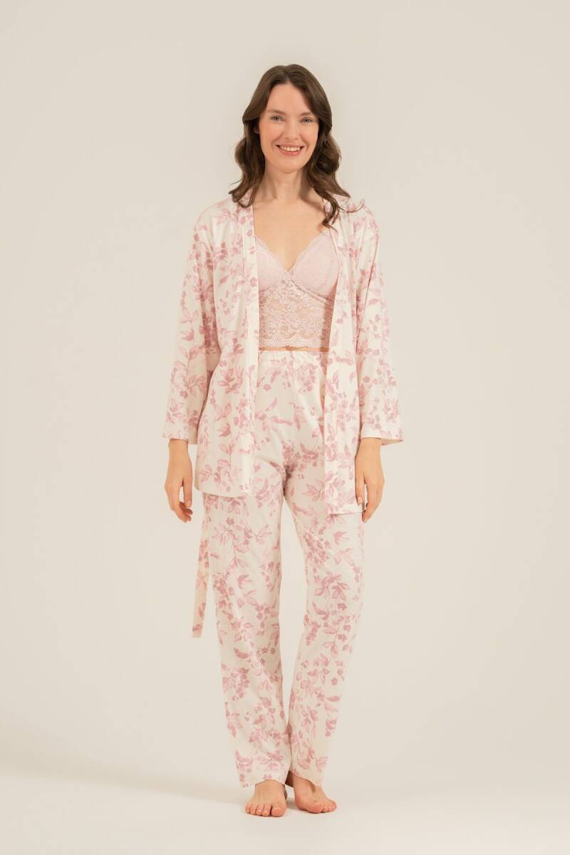 Arnetta Kadın Pamuklu Roses Krem Braletli Pembe Pijama Takımı AR3746-S-V1 - 2