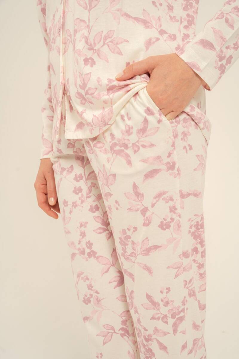 Arnetta Kadın Pamuklu Roses Krem Gömlek Pijama Takımı AR3745-S-V1 - 6