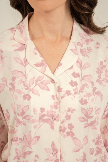 Arnetta Kadın Pamuklu Roses Krem Gömlek Pijama Takımı AR3745-S-V1 - 5
