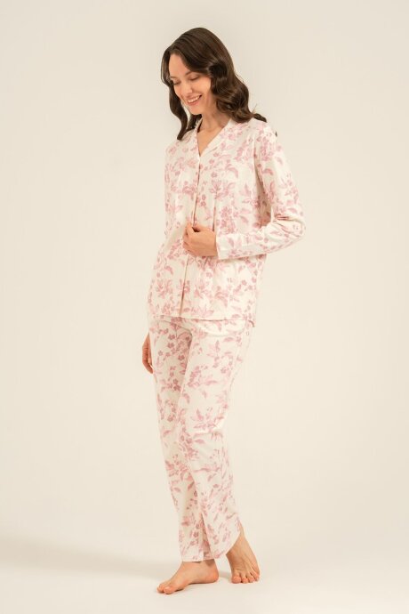 Arnetta Kadın Pamuklu Roses Krem Gömlek Pijama Takımı AR3745-S-V1 - 7
