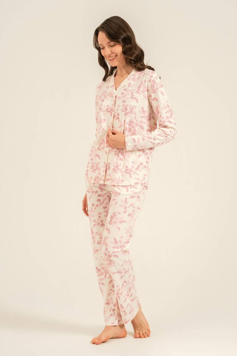 Arnetta Kadın Pamuklu Roses Krem Gömlek Pijama Takımı AR3745-S-V1 - 7