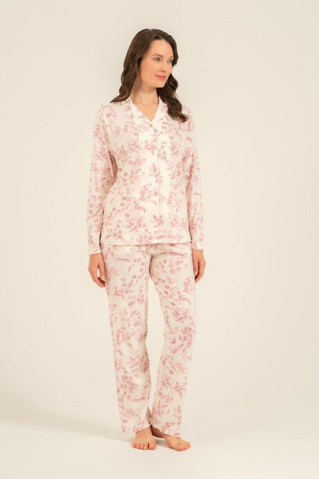 Arnetta Kadın Pamuklu Roses Krem Gömlek Pijama Takımı AR3745-S-V1 - 3