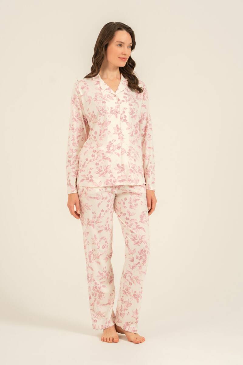 Arnetta Kadın Pamuklu Roses Krem Gömlek Pijama Takımı AR3745-S-V1 - 3