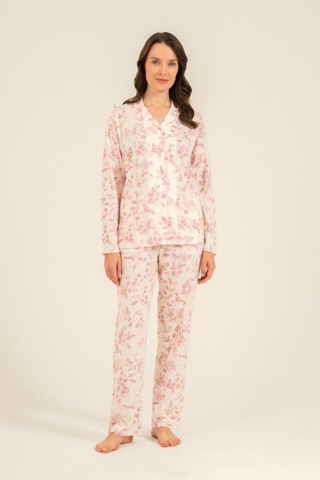 Arnetta Kadın Pamuklu Roses Krem Gömlek Pijama Takımı AR3745-S-V1 - 8