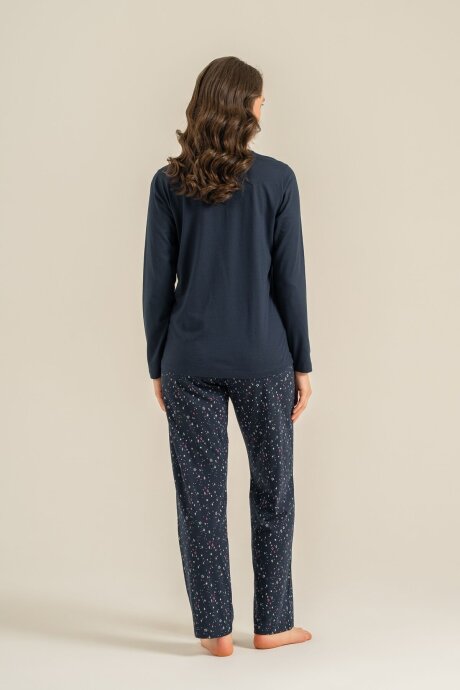 Arnetta Kadın Pamuklu Shine Bright Little Star Lacivert Uzun Kol Pijama Takım AR3775-S-V2 - 4