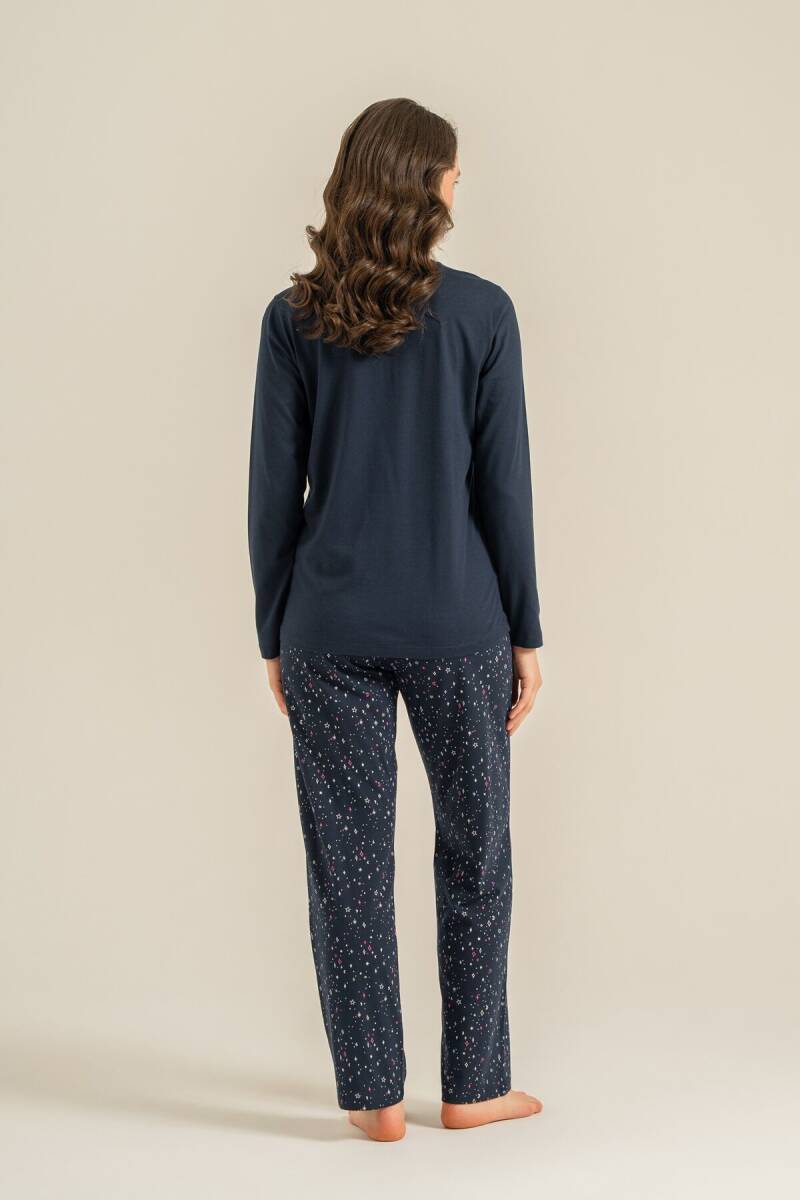 Arnetta Kadın Pamuklu Shine Bright Little Star Lacivert Uzun Kol Pijama Takım AR3775-S-V2 - 4