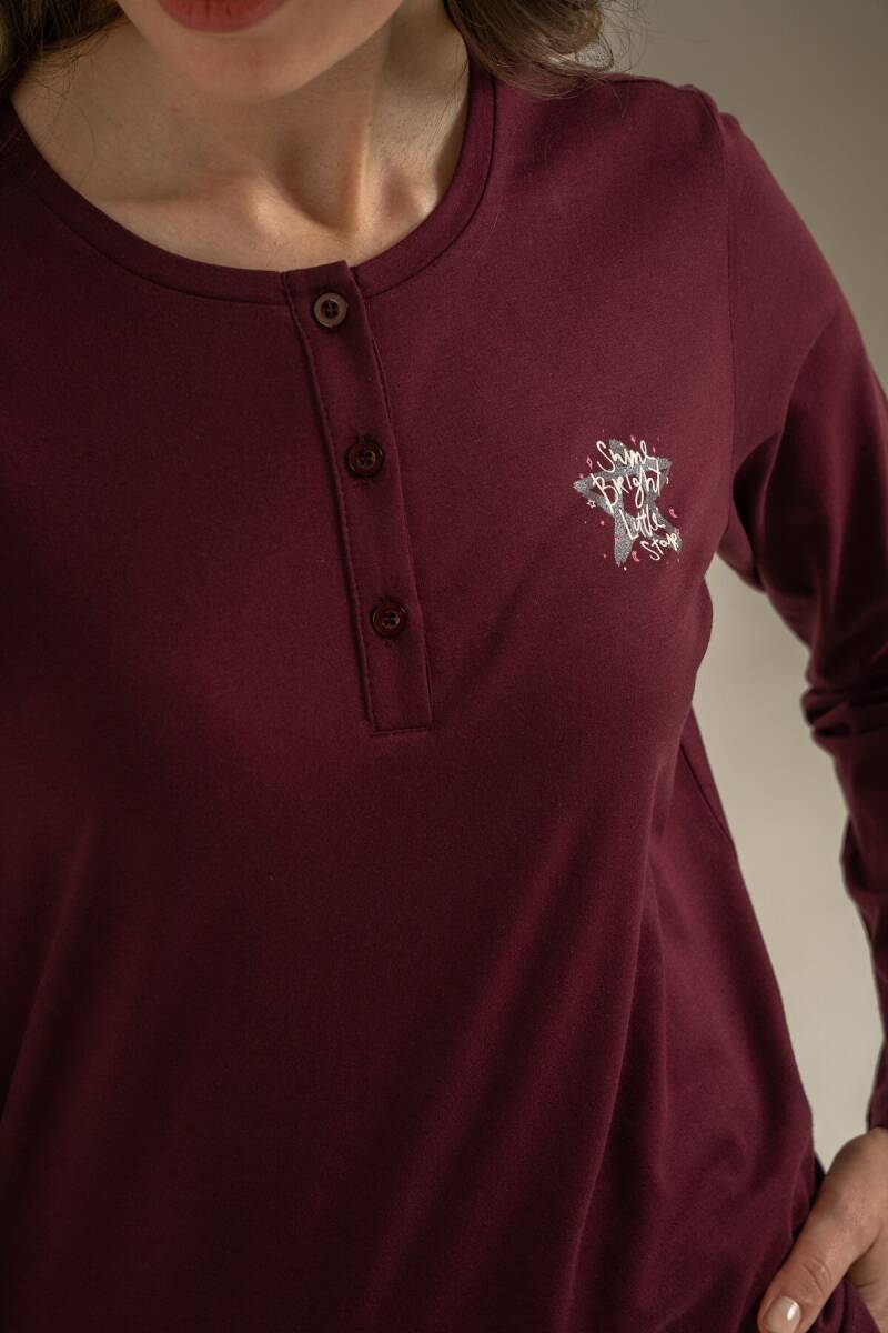Arnetta Kadın Pamuklu Shine Bright Little Star Mor Uzun Kol Pijama Takım AR3775-S-V1 - 5