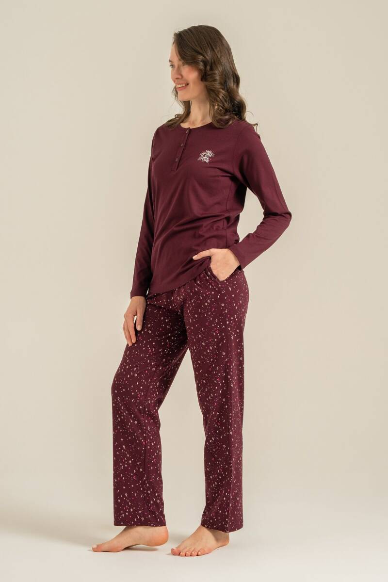 Arnetta Kadın Pamuklu Shine Bright Little Star Mor Uzun Kol Pijama Takım AR3775-S-V1 - 7