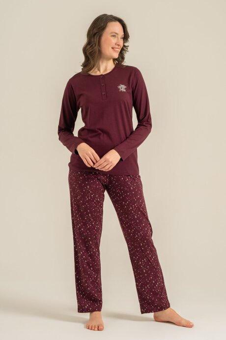 Arnetta Kadın Pamuklu Shine Bright Little Star Mor Uzun Kol Pijama Takım AR3775-S-V1