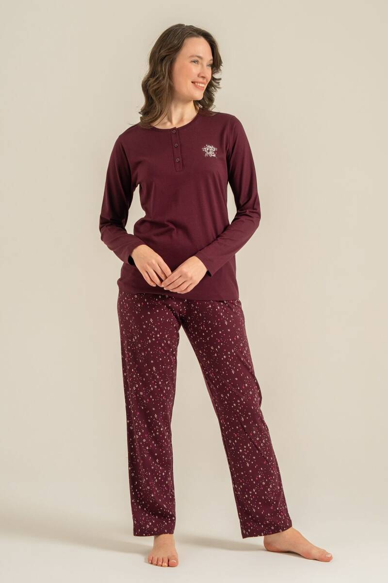 Arnetta Kadın Pamuklu Shine Bright Little Star Mor Uzun Kol Pijama Takım AR3775-S-V1 - 1