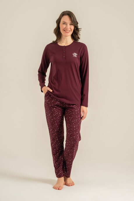 Arnetta Kadın Pamuklu Shine Bright Little Star Mor Uzun Kol Pijama Takım AR3775-S-V1 (1)