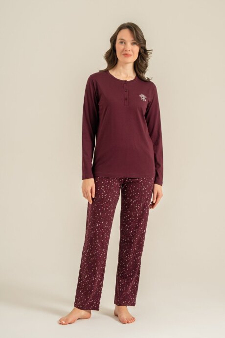 Arnetta Kadın Pamuklu Shine Bright Little Star Mor Uzun Kol Pijama Takım AR3775-S-V1 - 8