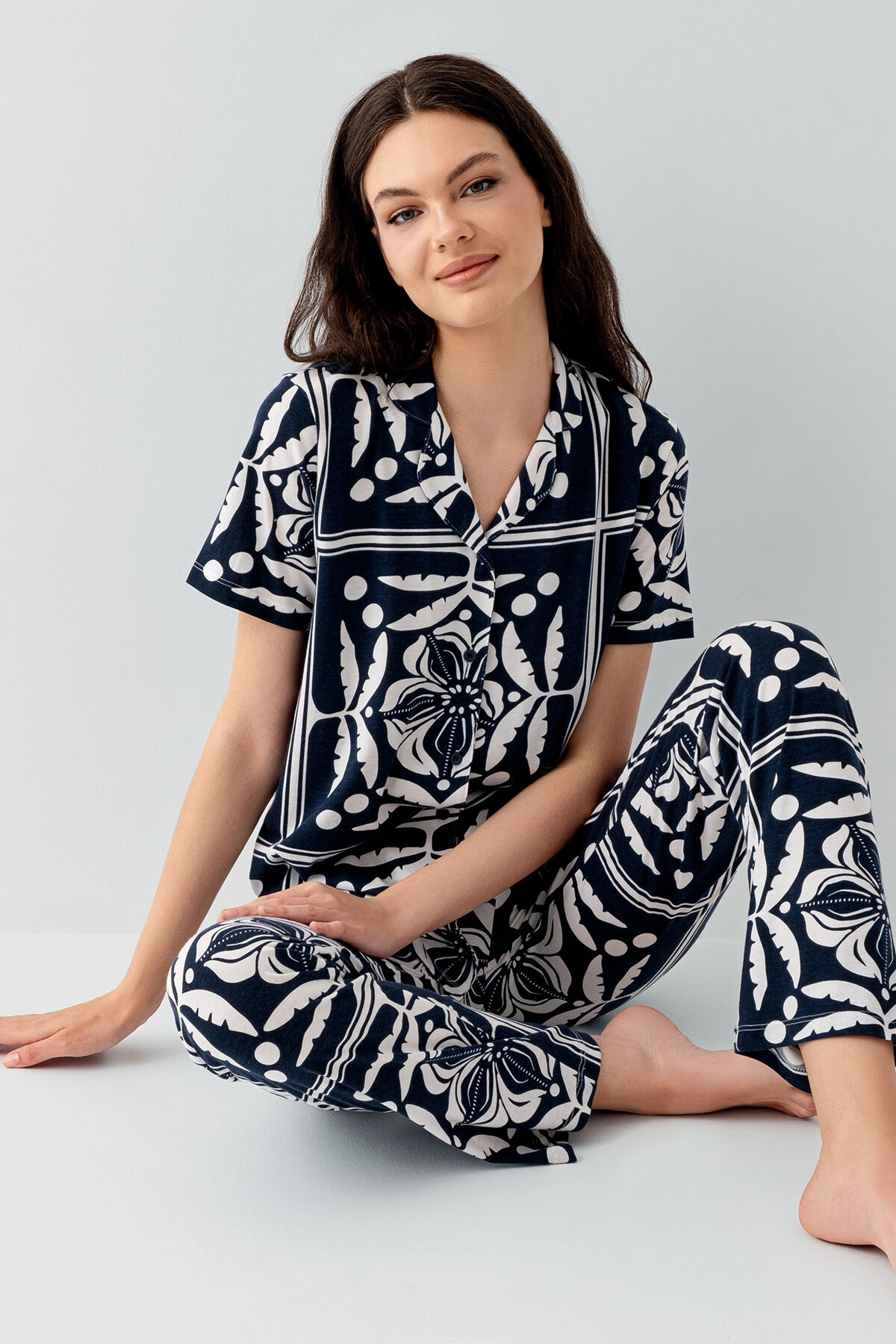Arnetta Kadın Siyah Gömlek Pijama Takım