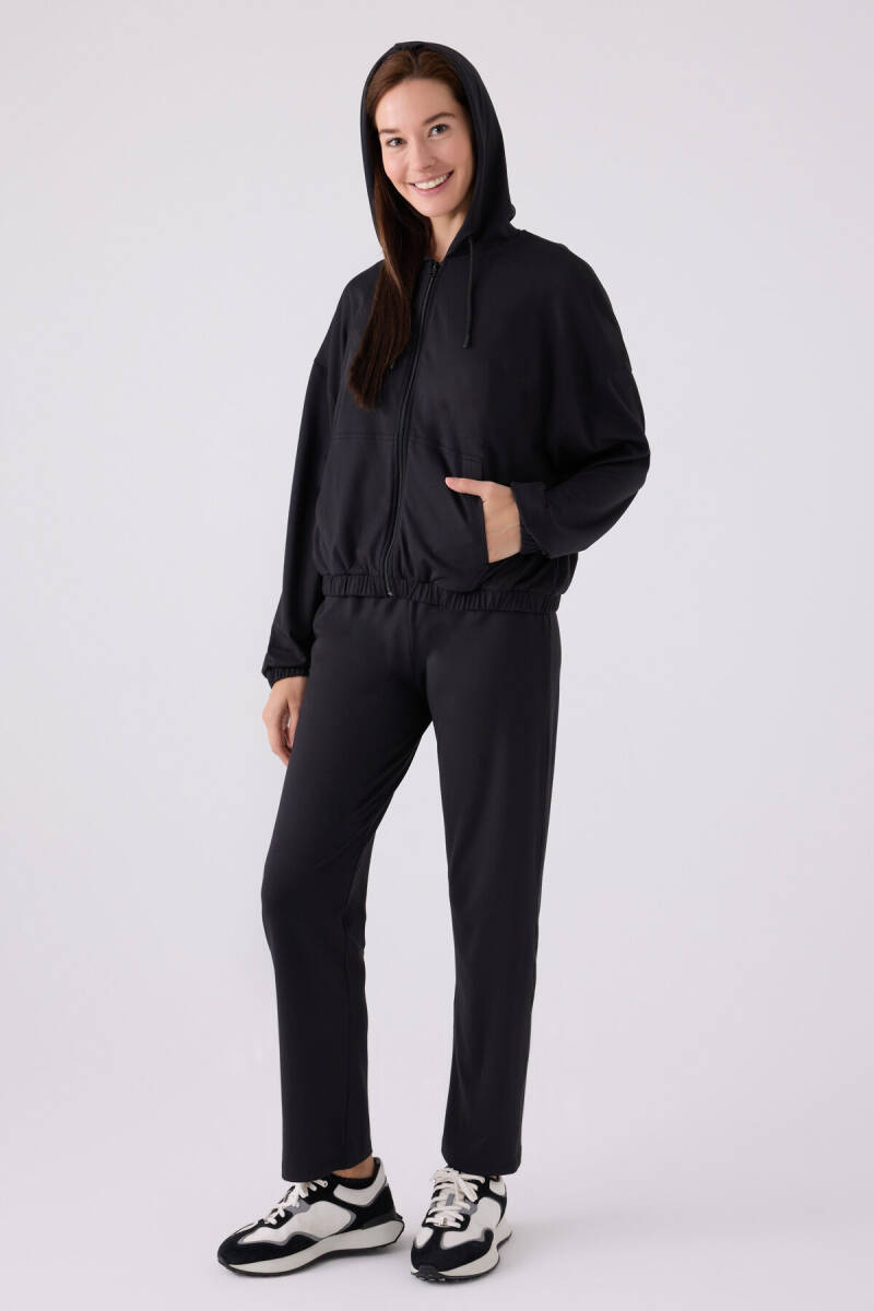 Arnetta Kadın Pamuklu Kapüşonlu Pigment Baskılı Kışlık Regular Fit Siyah Pijama Takımı AR3110-S-V1 - 4