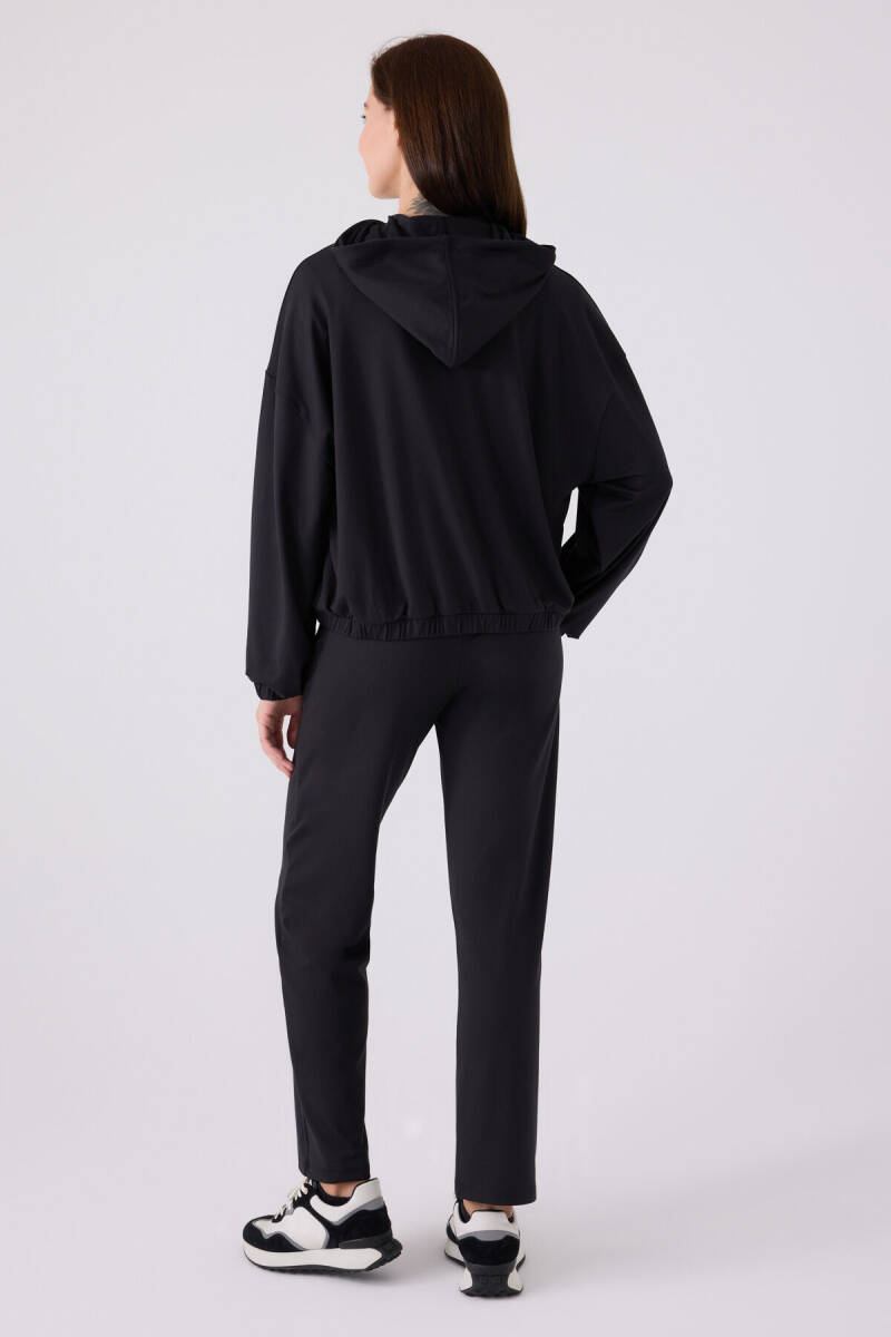 Arnetta Kadın Pamuklu Kapüşonlu Pigment Baskılı Kışlık Regular Fit Siyah Pijama Takımı AR3110-S-V1 - 6
