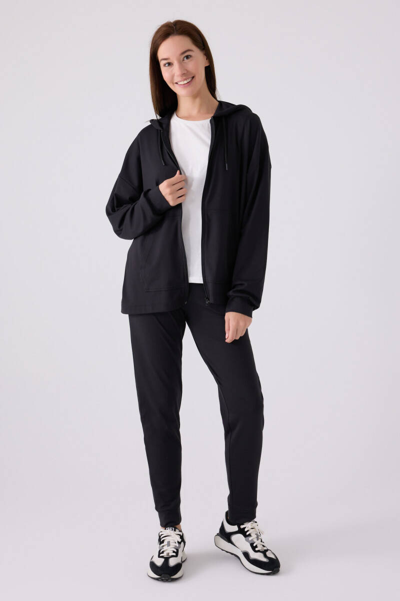 Arnetta Kadın Pamuklu Kapüşonlu Pigment Baskılı Kışlık Regular Fit Siyah Pijama Takımı AR3111-S-V1 - 5