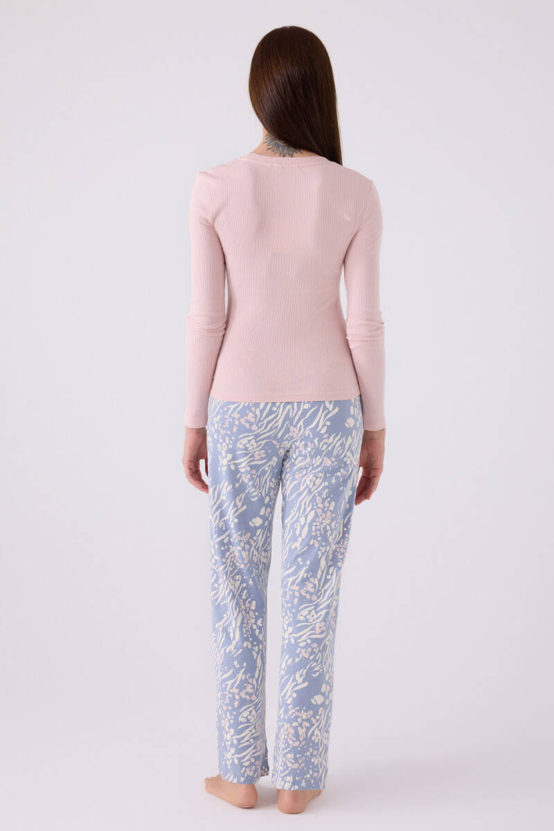 Arnetta Kadın Bisiklet Yaka Pigment Baskılı Kışlık Regular Fit Pembe Pijama Takımı AR3121-S-V1 - 5