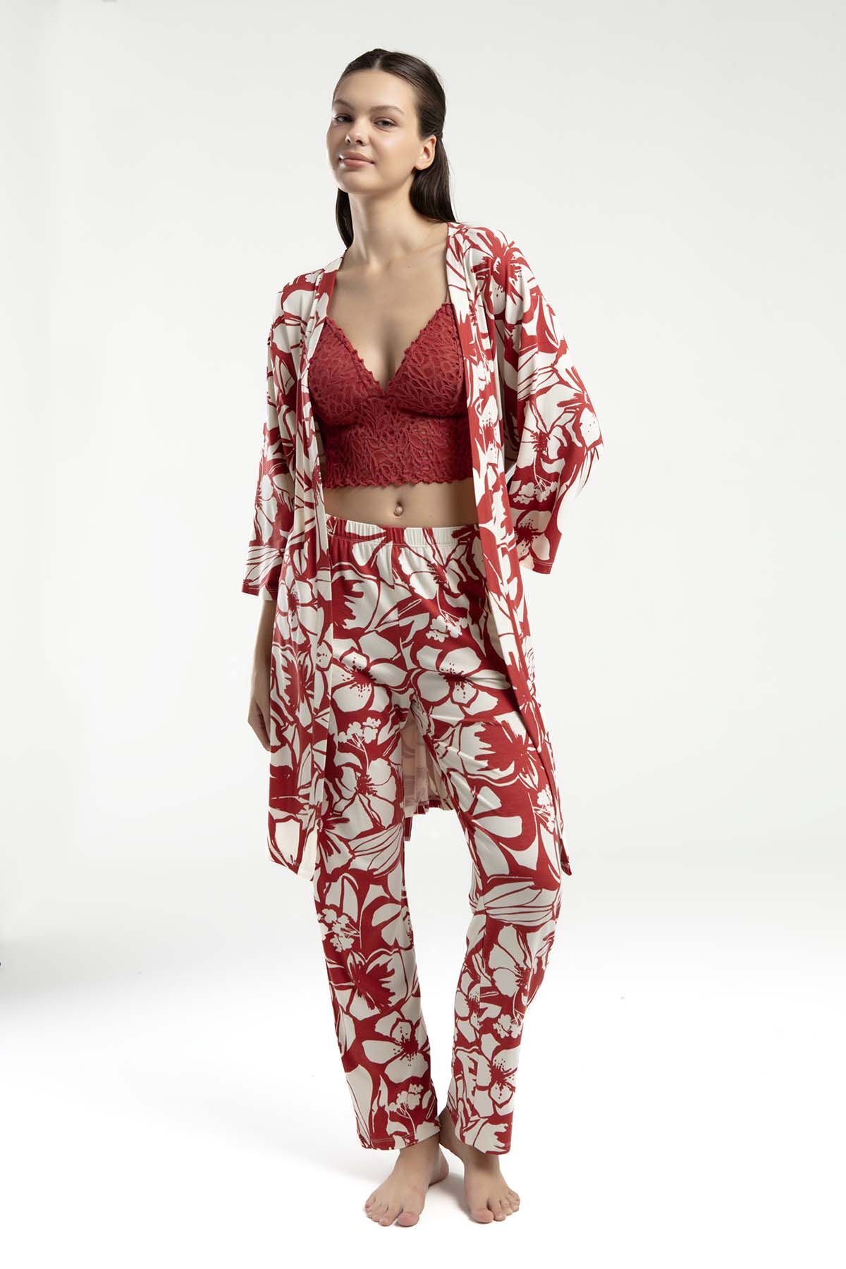 Arnetta Kadın Kırmızı 3'Lü Pijama Takımı