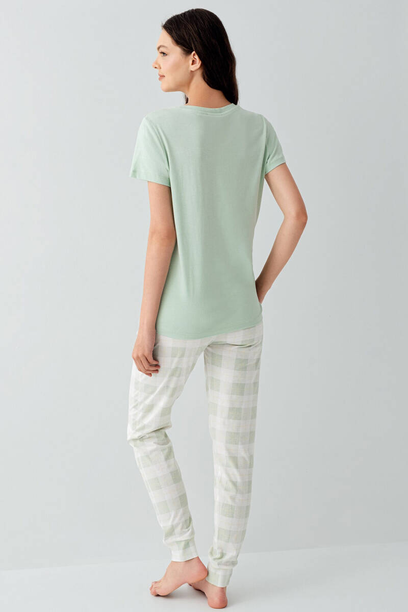 Arnetta Kadın Bisiklet Yaka Baskılı Yazlık Regular Fit Yeşil Pijama Takımı AR3576-S-V1 - 4