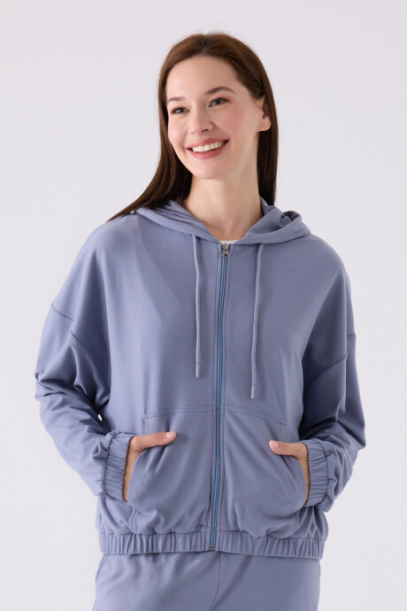 Arnetta Kadın Pamuklu Kapüşonlu Pigment Baskılı Kışlık Regular Fit Mavi Pijama Takımı AR3110-S-V3 (1)