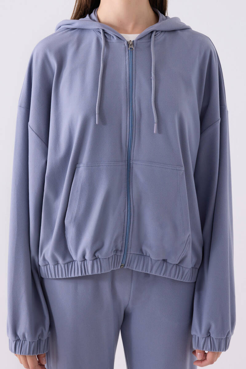 Arnetta Kadın Pamuklu Kapüşonlu Pigment Baskılı Kışlık Regular Fit Mavi Pijama Takımı AR3110-S-V3 - 6