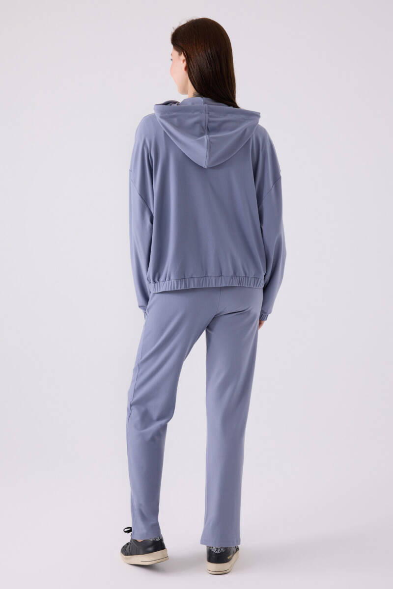 Arnetta Kadın Pamuklu Kapüşonlu Pigment Baskılı Kışlık Regular Fit Mavi Pijama Takımı AR3110-S-V3 - 7