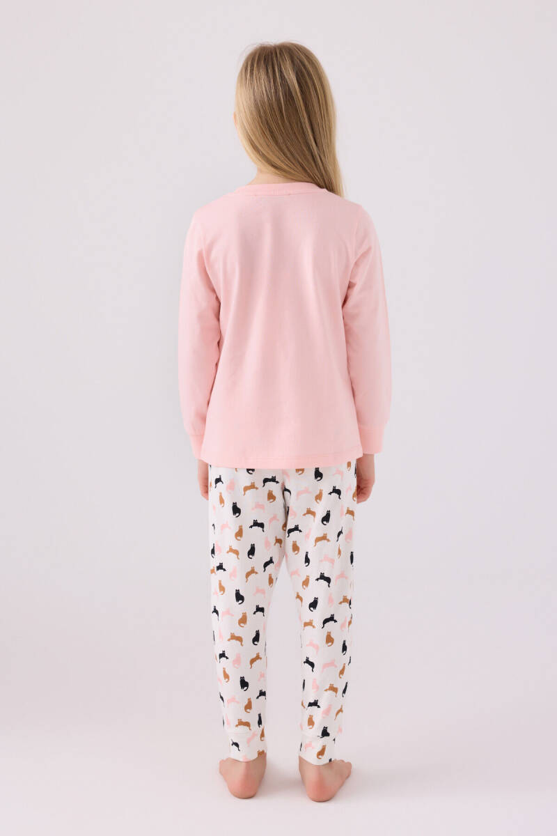 Arnetta Kız Çocuk Bisiklet Yaka Pigment Baskılı Kışlık Regular Fit Pembe Pijama Takımı AR3057-C-V1 - 5