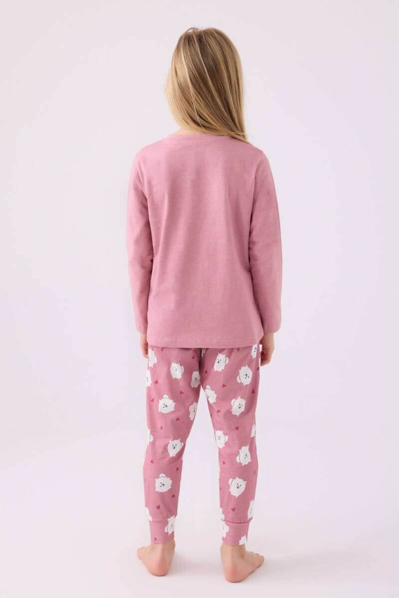 Arnetta Kız Çocuk Pamuklu Bisiklet Yaka Pigment Baskılı Kışlık Regular Fit Pembe Pijama Takımı AR3088-C-V1 - 5