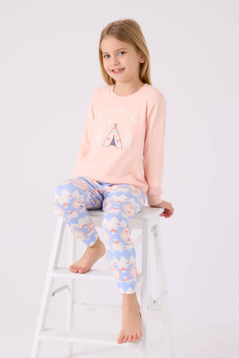 Arnetta Kız Çocuk Pamuklu Bisiklet Yaka Pigment Baskılı Kışlık Regular Fit Pembe Pijama Takımı AR3097-C-V2 - 3