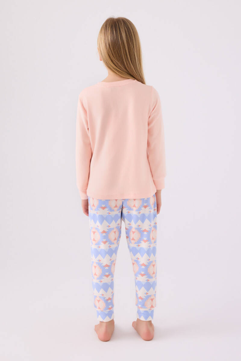 Arnetta Kız Çocuk Pamuklu Bisiklet Yaka Pigment Baskılı Kışlık Regular Fit Pembe Pijama Takımı AR3097-C-V2 - 5