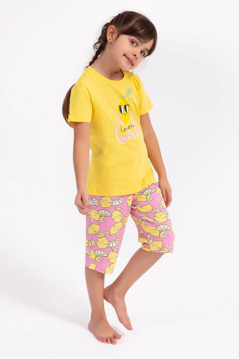 Arnetta - Arnetta Lemon Girl Sarı Kız Çocuk Kapri Takım