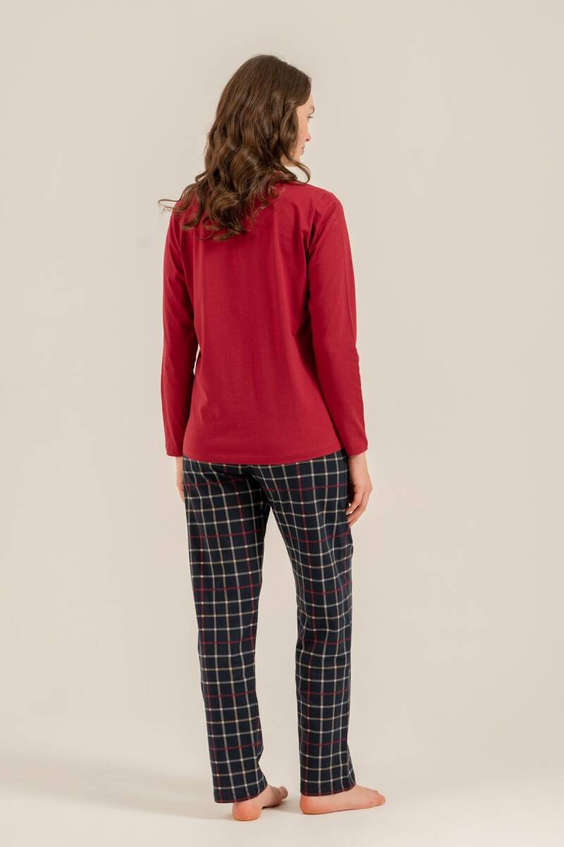 Arnetta Let It Snow Anne Kız %100 Pamuk Bordo Uzun Kol Pijama Takım AR3730-A-V1 - 6