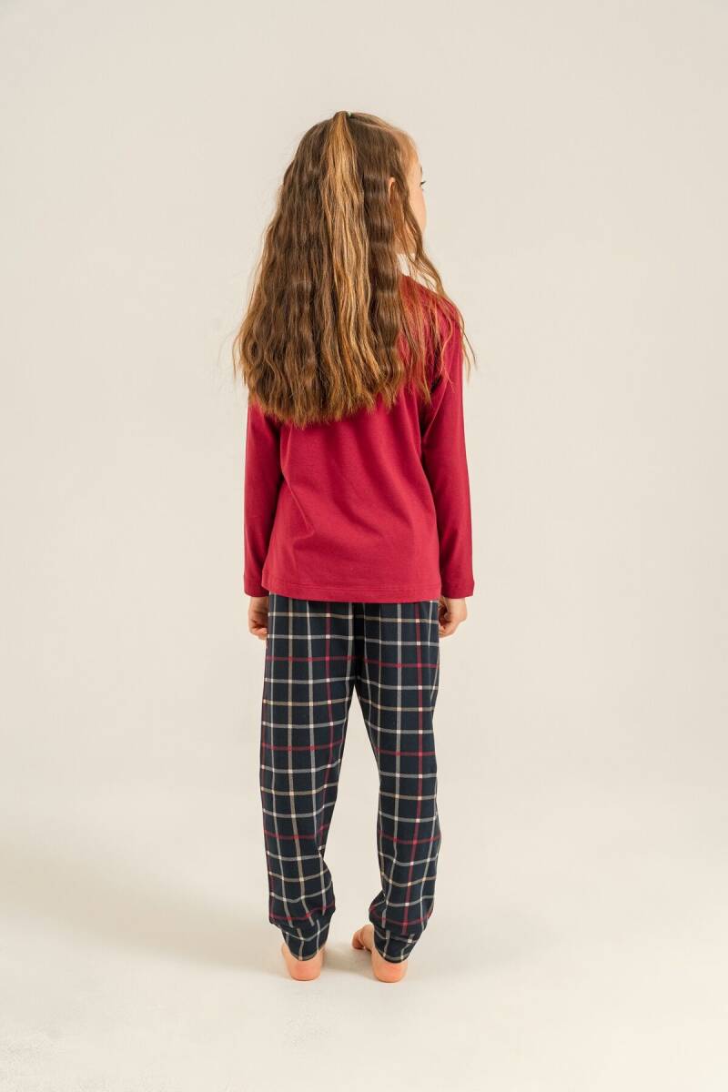 Arnetta Let It Snow Anne Kız %100 Pamuk Bordo Uzun Kol Pijama Takım AR3730-A-V1 - 3