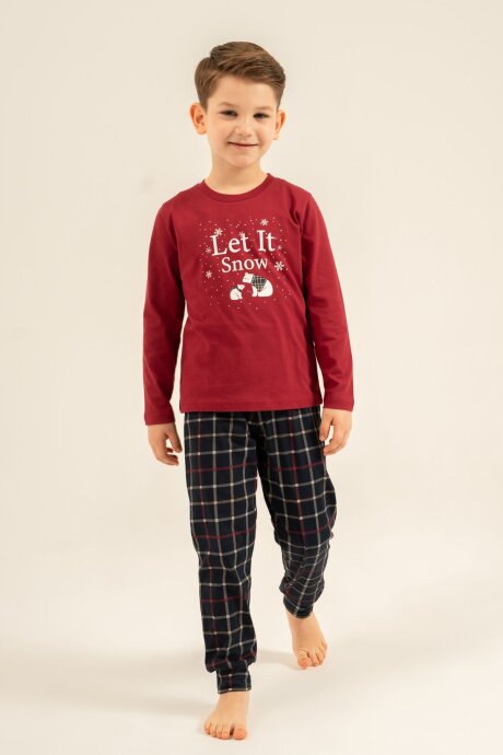 Arnetta Let It Snow Baba Oğul Bordo Uzun Kol Pijama Takımı AR3820-A-V1 - 5